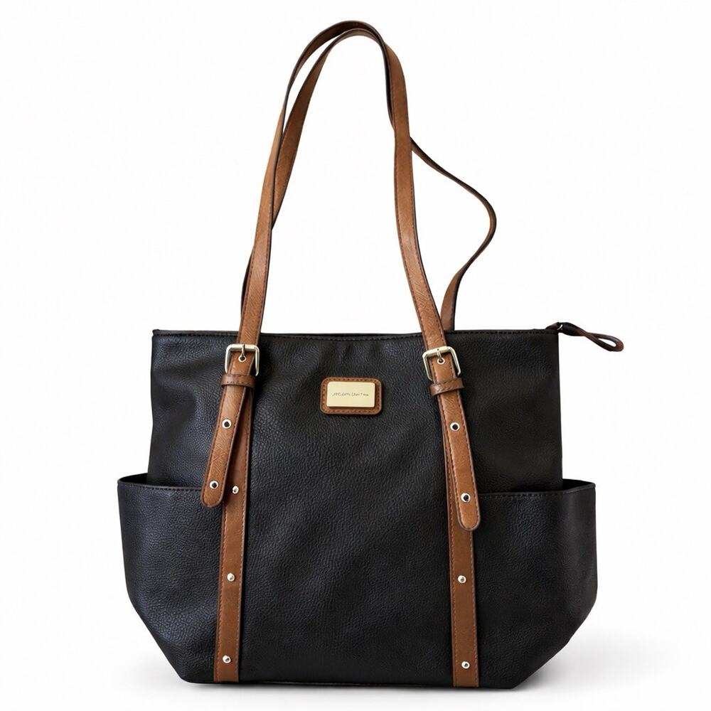 Jacklyn Smith Bronze Hobo Shoulder Bag Tote Satchel Handbag Stitch Detail Large